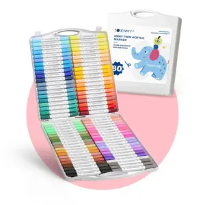 ENMY Kids Artist Supplies - 48/60/80 vibrant colors Acrylic Brush Markers, Dual Tip & Fine Tip Paint Pens for Kids, Non-Toxic Acrylic Material, School Art Supplies for Boys Girls, Birthday Christmas Gifts