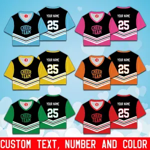 Personalized Name Cheer Crop Top Football Jersey, Custom Cheerleader Football Team Jersey Women Sport Crop Shirt For Football Girl Women Fan