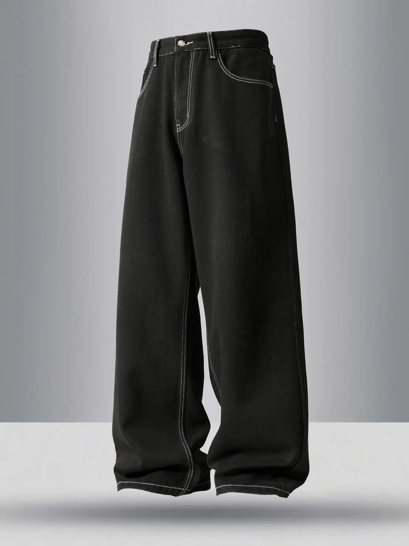 Men's Solid Color Wide Leg Slouchy Jeans, Baggy Jean, Loose Casual Comfy Denim Streetwear Trousers for Daily Wear, Fashion Men's Bottoms for All Seasons, Streetwear Denim Pants
