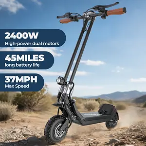 AOVOPRO Off-road Electric Scooter, Dual 2400W Motors (Front and Rear), Top Speed 37 MPH, Removable Battery, Maximum Range 45 Miles, 11-inch Off-road Tires, Dual Suspension System, Foldable Electric Scooter.