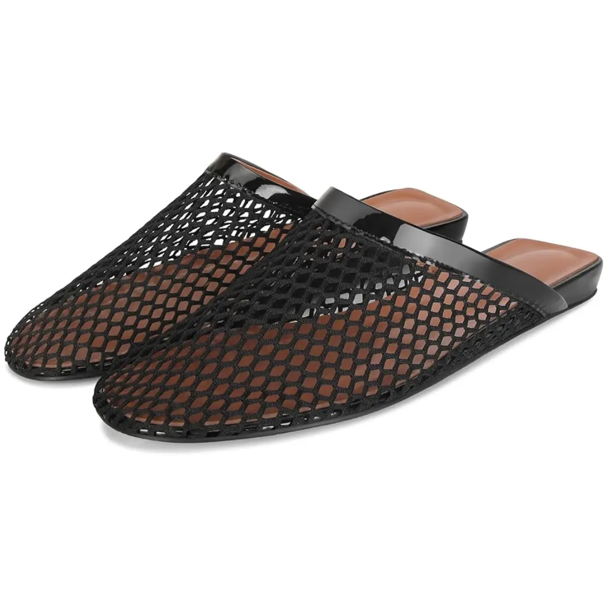 Clearance Women's Mesh Ballet Flats - Easy Slip-On Mules, Comfy Fishnet Shoes for Casual Office Use