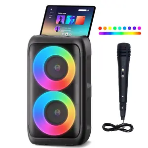 Portable Bluetooth Karaoke Machine with Lights - Adult Party Speaker with Microphone, TWS/TF/USB Support, Floorstanding Design for Outdoor/Indoor Events