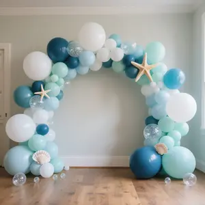 146-Pack Underwater Party Balloon Set | White Macaron + Blue + Navy Ocean Theme Balloons | Perfect for Birthday, Summer Beach Party, Halloween, Christmas, New Year, Valentine‘s Day | Macaron Color + Deep Blue Mix | Indoor Outdoor Party Supplies