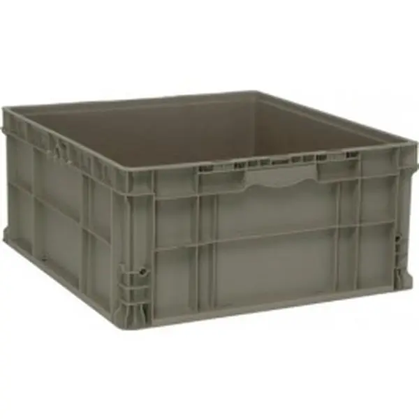 Gray High-Density PP Plastic Straight-Wall Stacking Boxes - 24x22.5x11", Shipping Containers for Normal Storage Spaces (Home Organizer Supplies)