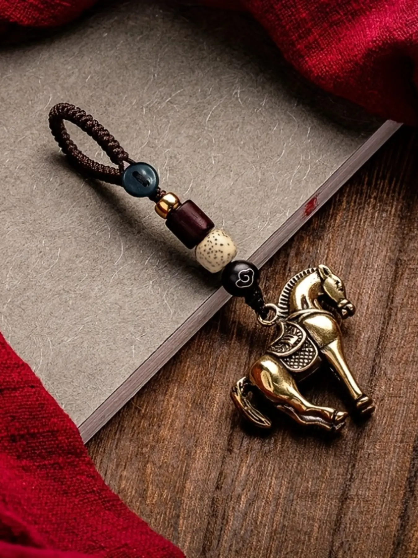 Year of the Horse Keychain for all vehicle Chinese Keychain with-Horse Charm & Black Cord with Galloping Horse Pendant, Animal Horse Zodiac Keyring Horse Ornaments, Horse to Success, Amulet for Car Keys, Gift, Key Accessories, Keychain Decor