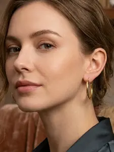 Copper Earrings, Large Hollow Circle Design, Minimalist Luxury Style, Suitable for Daily Wear or Parties, All Seasons