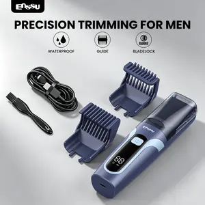 ENSSU Vacuum Men's Beard Trimmer & Professional Body Groomer • Auto Hair Suction | LED Power Display | USB Charging • For Beard, Chest & Full Body Hair - Skin-Friendly Design • Includes 2 Guard Combs