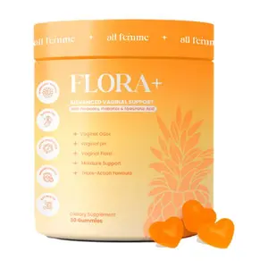 AllFemme Flora+ Vaginal Probiotic Gummies for Women - pH Balance, Odor & Freshness Support with Prebiotics + Hyaluronic Acid - Sugar Free Pineapple Vegan Gummies - 30 Count Fitness Vitamins Edible