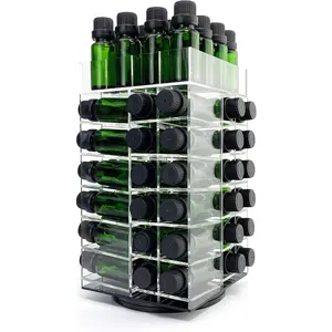 Oil Rack Rotating Organizer Acrylic Clear Display Holder for 64 5ml 10ml 15ml (not Included)