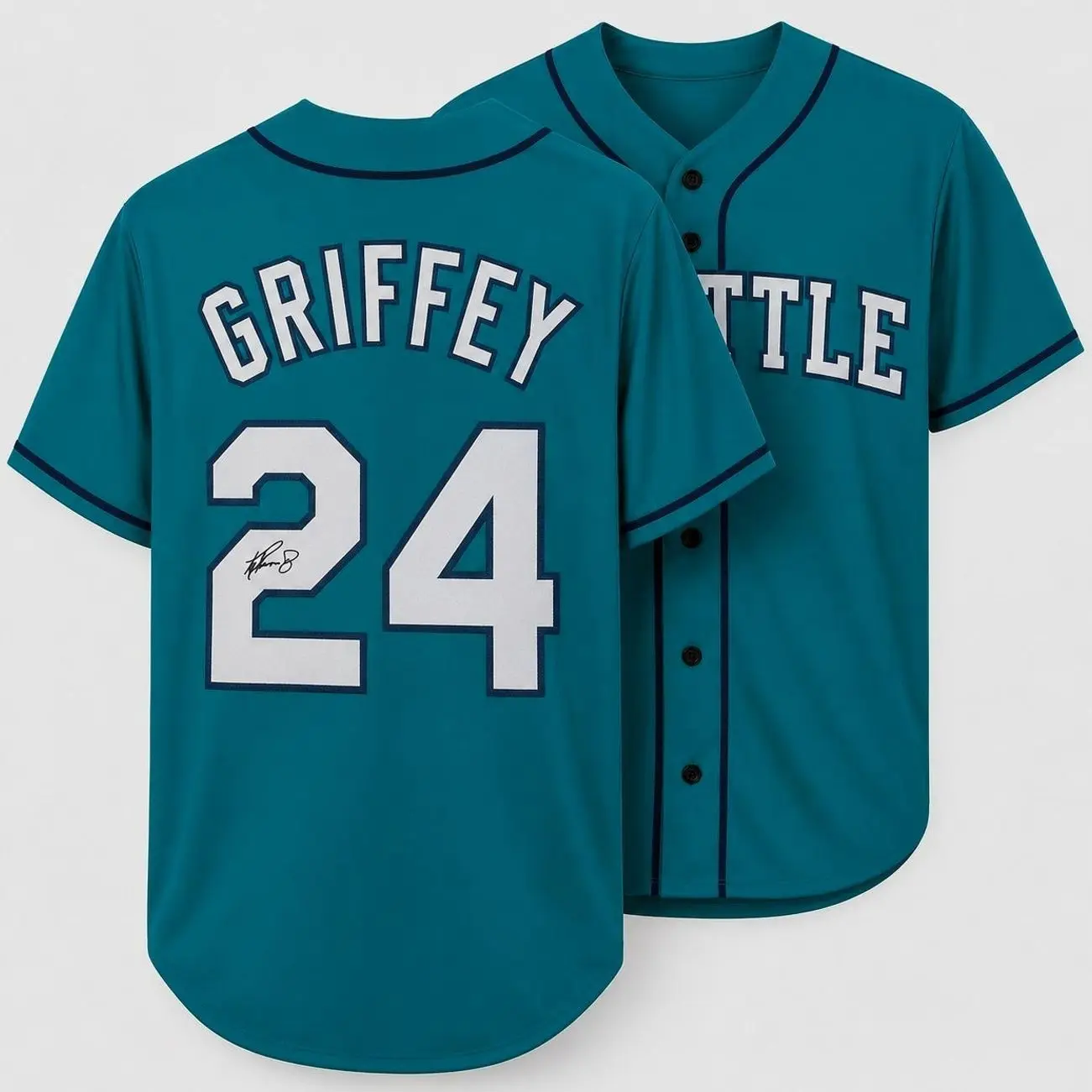 All Over Print Shirt #24 Griffey Auto Baseball Jersey Printed Signature Premium Lightweight Breathable Athleisure Wear Retro Nostalgia Sportswear