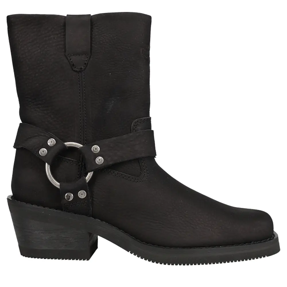 Harley-Davidson Womens Korsen Harness Motorcycle Casual Boots Ankle Mid Heel 2-3" - Black