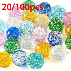 20/100pcs Vibrant Glitter Bounce Balls - Fun-to-Play, Durable & Exciting Toys - Ideal Birthday Party Favors, Games & Prizes for Youngsters, Assorted Colors