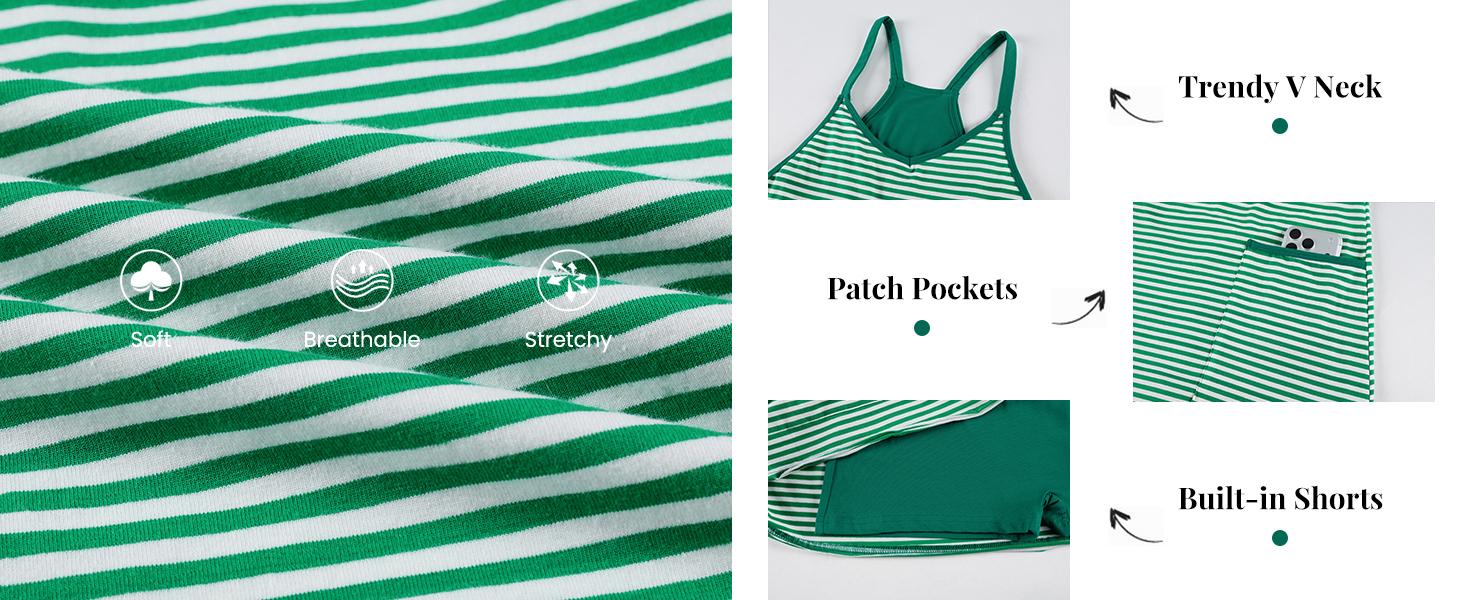 Tanming Women's Summer Sleeveless 4th Of July V-Neck Striped Athletic Mini Dress with Built-in Shorts - Gym Wear, Athleisure, Beach Outfits, Sun Dresses Tanming Women's Summer Sleeveless 4th Of July V-Neck Striped Athletic Mini Dress with Built-in Shorts - Gym Wear, Athleisure, Beach Outfits, Sun Dresses