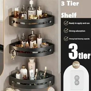 3-Pack Triangle Shower Caddy, 3-Tier Corner Shelves, Drill-Free Wall Mount, 40lbs Load Capacity, Bathroom Organizers, Bathroom Accessory, Bathroom Organizer Supplies