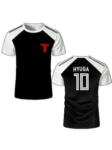 Captain Tsubasa Anime Tshirt Hyuga Japanese anime cosplay short sleeved 3D printed football jersey, sweat wicking, breathable, and quick drying