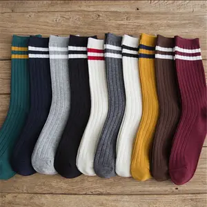 All Season Crew Striped Knitted Socks - 9 pairs Cotton Menswear Mesh Athletic