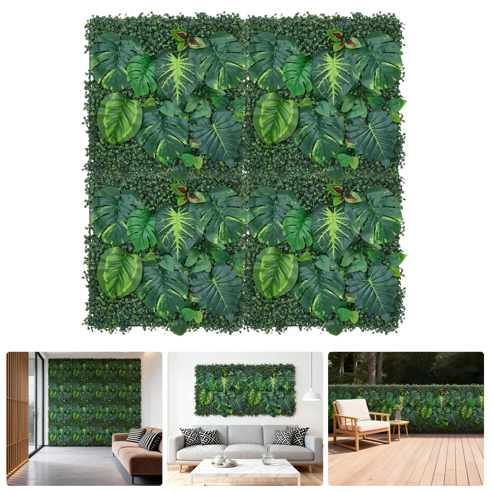 Artificial Plant Wall Panel, All-Weather Privacy Fence, Faux Green Plant Wall Backdrop Panel | for Restaurant Outdoor Garden Backyard Mall Cafe Wedding