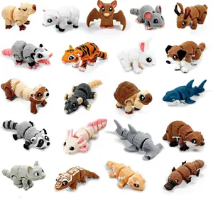 21 Pcs Mini 3D Printed Animal Statues - Movable Joints Realistic Collectible Figurines Set for Adults, Home Office Desk Decoration & Display