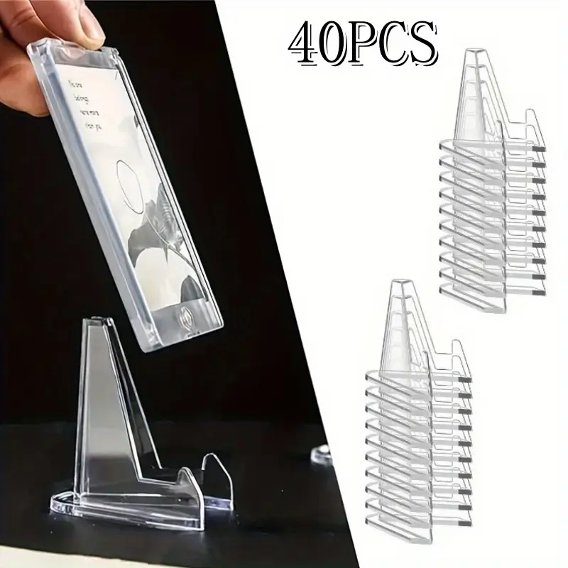40 Packs Card Display Stand, Small Easel Stand, Acrylic Picture Holder Stands, for Sports Graded Challenge Coin Trading Baseball Psa Football Card