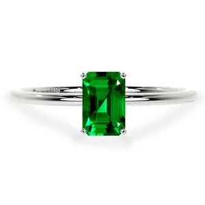 Dainty Emerald Cut Four Prong Emerald Solitaire Ring (1.00cts.)- REM073-7X5-AAAA