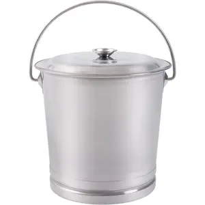 3.7Gal Stainless Steel Bucket with Lid and Handle,Stainless Steel Multipurpose Bucket w/Raised Bottom,Round Metal Compost Bucket Water Pail Bucket Milk Pail Bucket Ice Bucket Lab Bucket