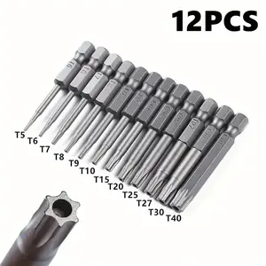 Magnetic Torx Security Screwdriver Bit Set, 50mm Extended Hollow Design & Hexagonal Handle Torx Screwdriver Bit Set, Replaceable Screwdriver Bits, Power Tool Accessories