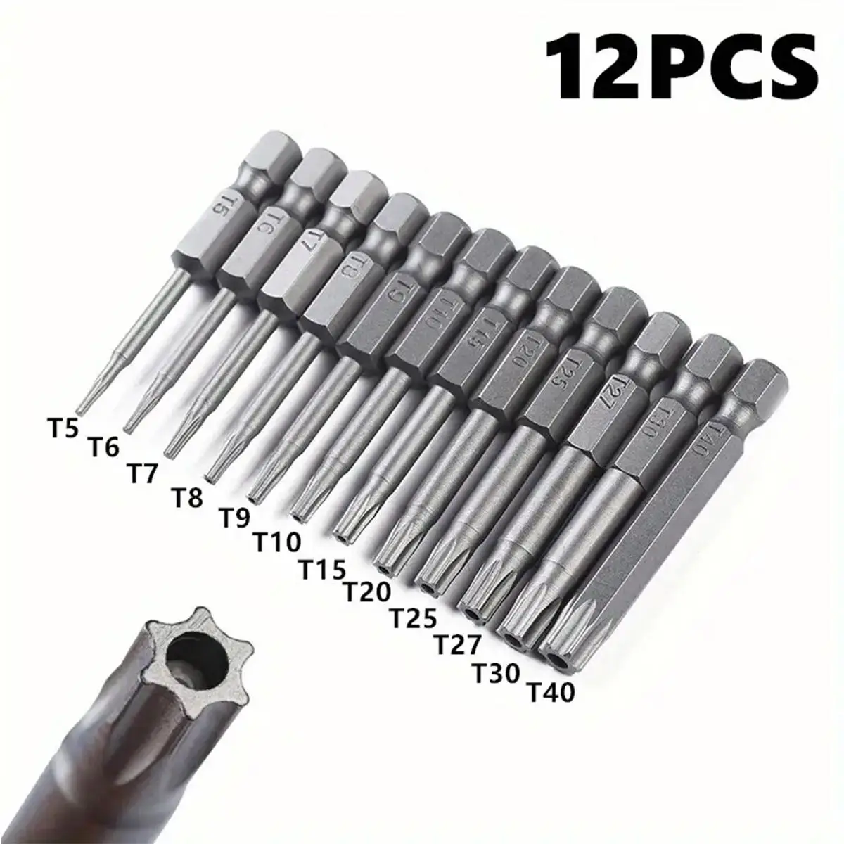 Magnetic Torx Security Screwdriver Bit Set, 50mm Extended Hollow Design & Hexagonal Handle Torx Screwdriver Bit Set, Power Tool Accessories