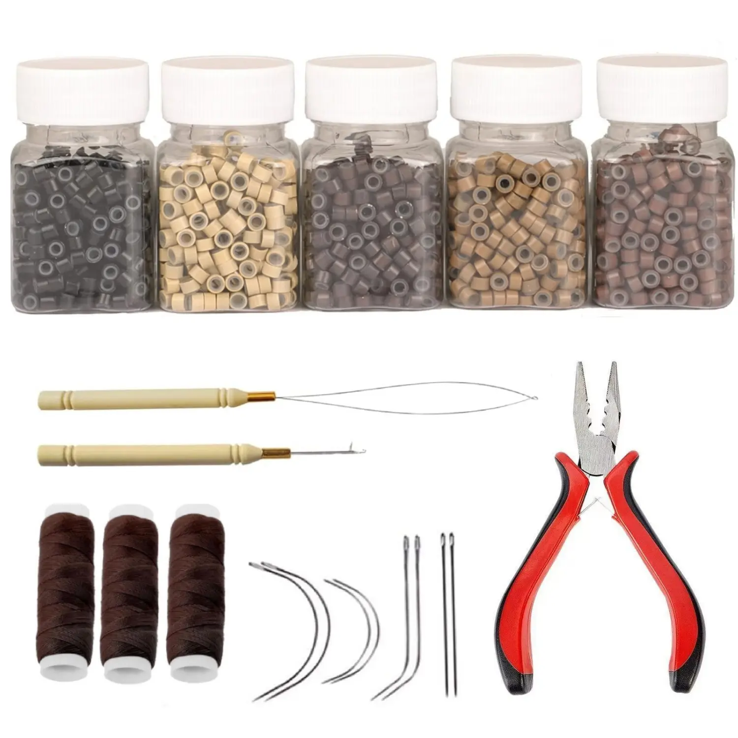 2515Pcs 5mm Hair Extentions Beads Tool , Silicone Lined Micro Rings Links, I Tip Weft Sew in and Hair Tinsel Beads for Hair Extensions - Home Improvement.