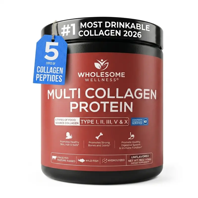 Multi Collagen Protein Powder Hydrolyzed (Type I II III V X) Grass-Fed All-in-One Super Bone Broth + Collagen Peptides - Premium Blend of Grass-Fed Beef, Chicken, Wild Fish, Eggshell Collagen