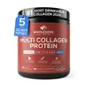 Multi Collagen Protein Powder Hydrolyzed (Type I II III V X) Grass-Fed All-in-One Super Bone Broth + Collagen Peptides - Premium Blend of Grass-Fed Beef, Chicken, Wild Fish, Eggshell Collagen