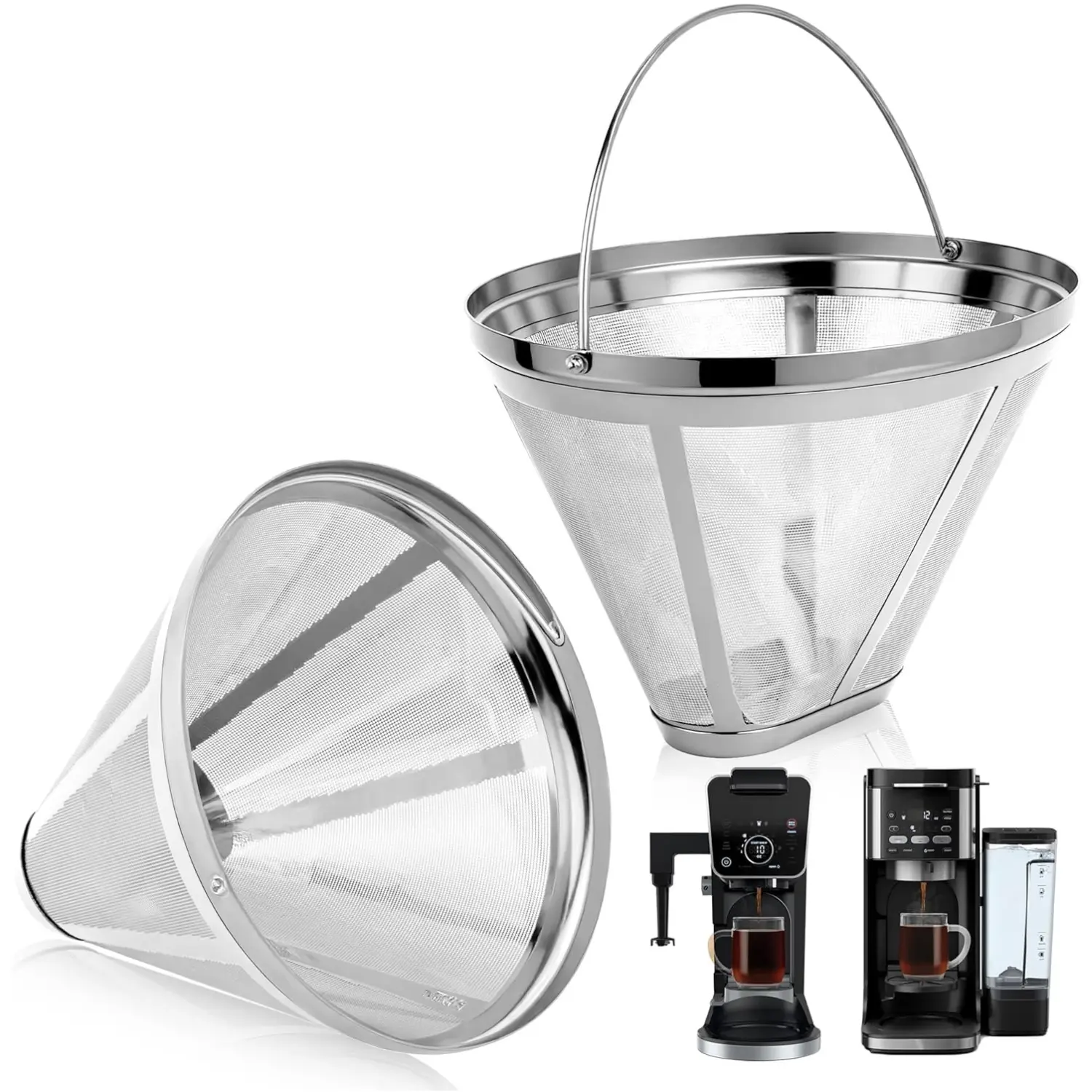 Reusable Coffee Filter Coffee Maker Filters, 304 Stainless Steel Replacement Permanent Basket Filter for Ninja Coffee Bar Brewer Ninja CFP301 DualBrew Ninja Coffee Makers