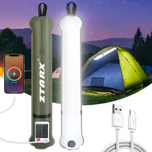 Solar Powered Inflatable Camping Light, 1 Count Waterproof Portable Light with Inflatable Tool & Storage Bag, Outdoor Camping Lighting for Hiking