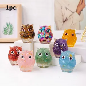 Crystal Stone Owl Statue Figurine, Home Office Desk Decor, Kitchen Decoration, Garden Office Holiday Animal Theme Ornament, Home Decor Ornaments, Cute Animal Design, Crystal Fragment Owl, Animal Decorations, Home Decor Piece