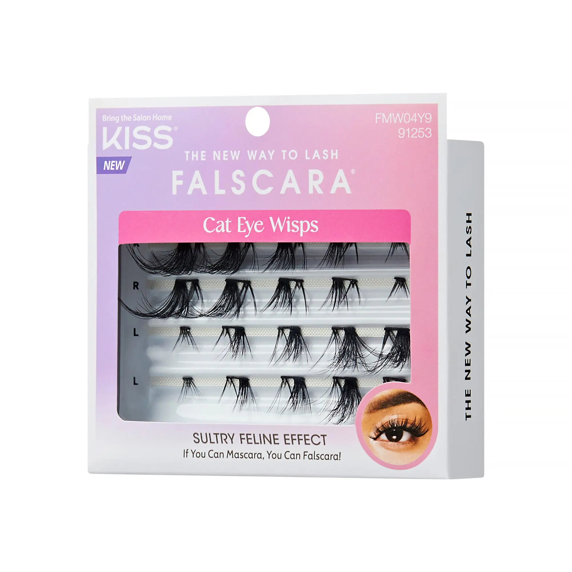 Falscara Natural Multipack - Cat Eye | DIY False Lash Extensions, Natural, Cluster Lash, Wispy Lashes, 20 Wisps, 18mm-20mm