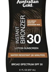 Australian Gold Sunscreen Lotion with Instant Bronzer, Broad Spectrum, Water Resistant, Non-Greasy, Oxybenzone Free, Cruelty Free, SPF 30, Coconut, 8 Fl Oz (A70902)