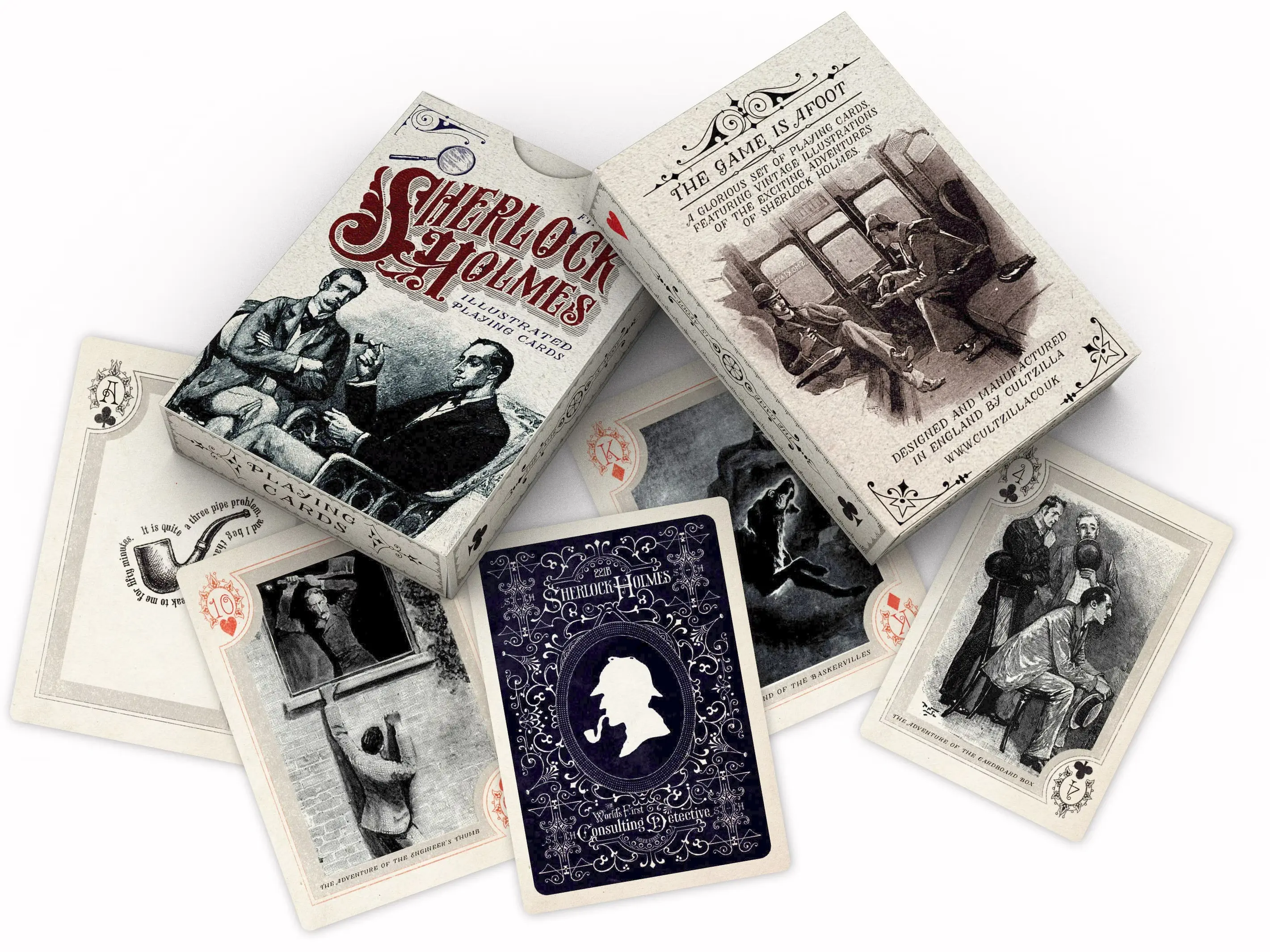 Sherlock Holmes Illustrated Playing Cards Deck, Vintage Victorian Art, Collectible Poker Set