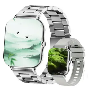 ERUN Smart Watch with Stainless Steel Band & Silicone Band, Fashionable Smart Watch, Sports Watch for Women & Men, Wearable