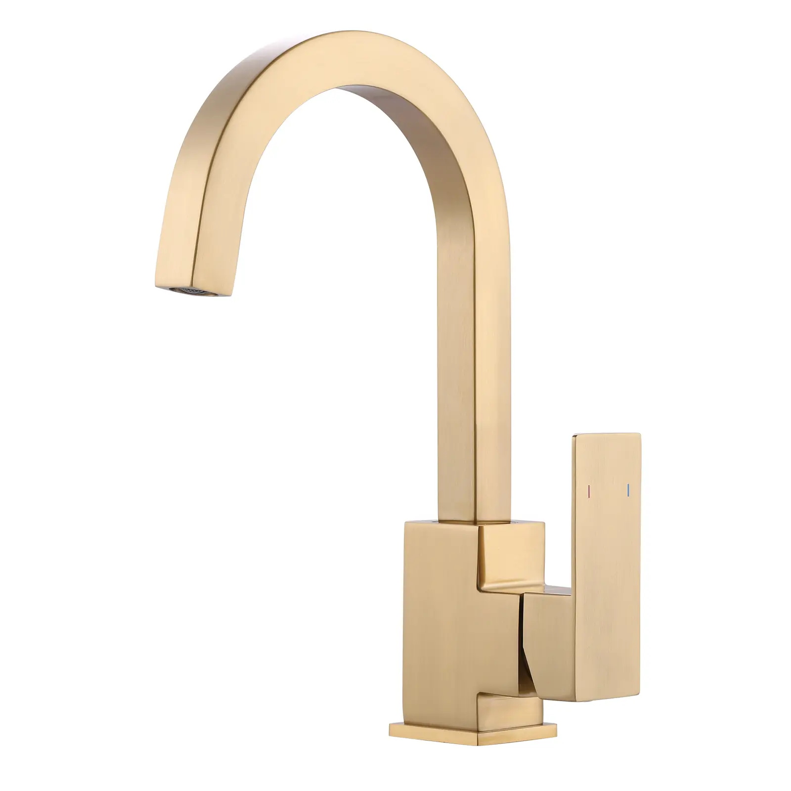 WOWOW Brushed Gold Single Hole Single Handle Bar Sink Faucet - Durable Steel Construction, Square-Shape Aerator, Modern Design, Brushed Finish, Water-Saving for Kitchen, RV Sinks, Modern Kitchen Faucet, Brushed Kitchen Taps