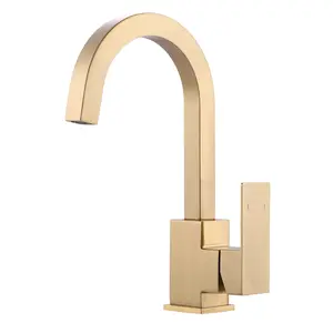 WOWOW Brushed Gold sink faucet, Bar Sink Faucet Single Hole, Stainless Steel Kitchen Bar Faucet with Single Handle for Kitchen Bathroom RV Sink