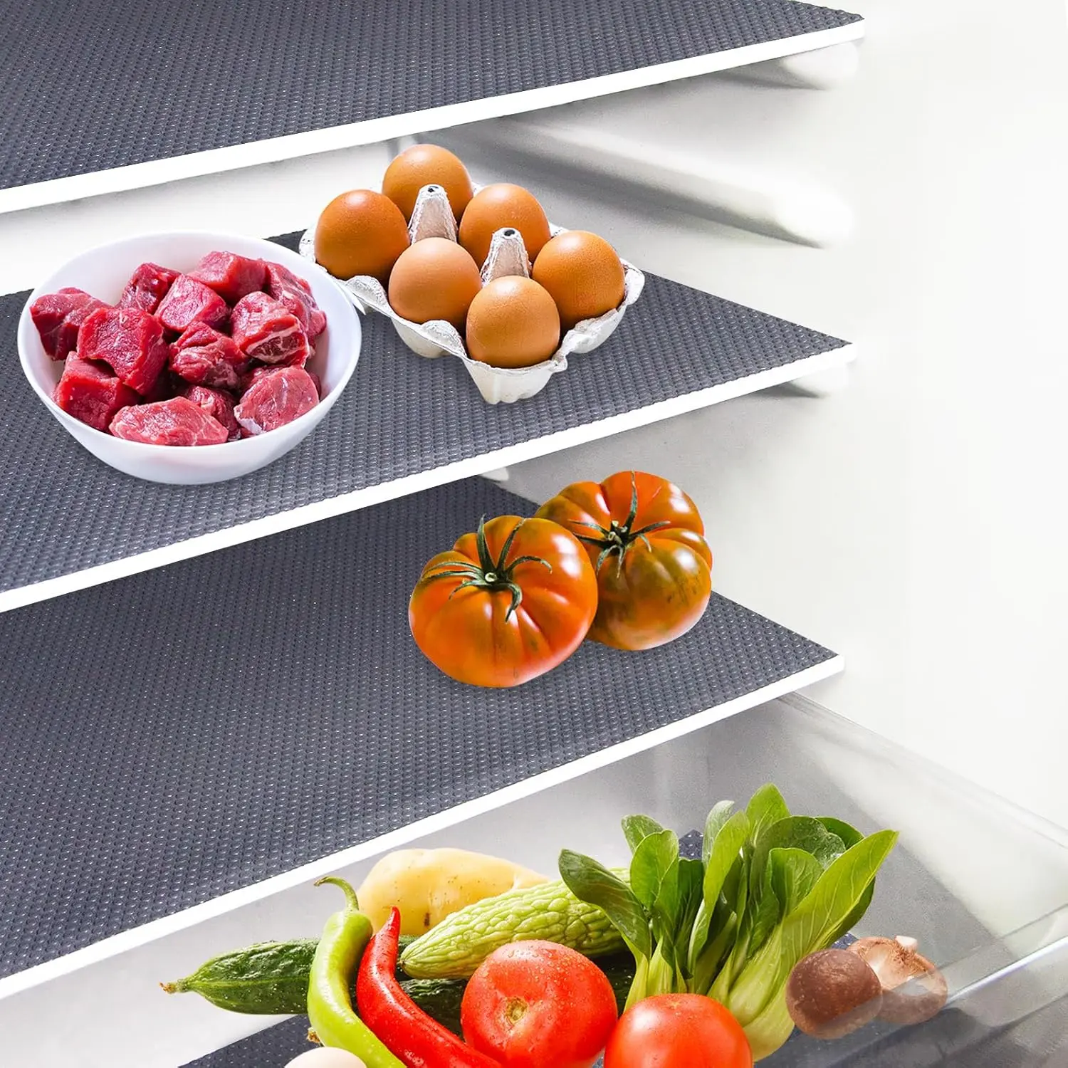 20 count Refrigerator Liners, Washable Fridge Liner Shelf Mats Refrigerator Pads for Cupboard Cabinet Drawer Home Kitchen Accessories Organization (Grey)