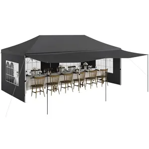 GARVEE 10x20 Pop Up Canopy Tent, Commercial Heavy Duty Canopy Tents for Parties With Roller Bag, 10x20 Tents With 6 Removable Sidewalls, Upgraded Thickened Legs, 6 Sand Bags, Grey