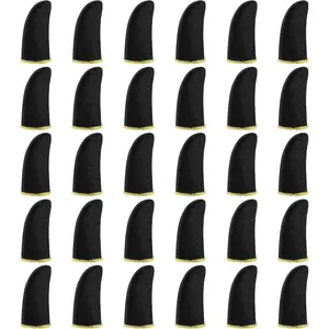 30 Pcs Carbon Gamer Finger Thumb Sleeves Mobile Gaming Smooth Operation Stabilizer Sweatproof Breathable Thin Compression Support Glove Protector Seamless Screen Finger Cover Console Adjustable