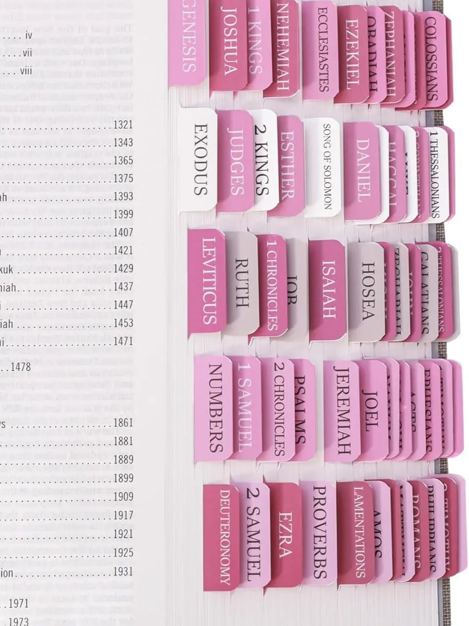 Boho-Themed Pink Bible Tabs for Women & Men - Laminated, Durable, Easy-to-Use Index Tabs prayer journal