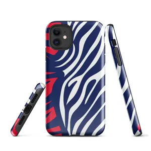 Red White Blue Zebra Print Phone Case, Patriotic Tough Protective Cover