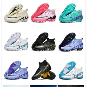 Adult Football Shoes Pink Men Women Teenagers Children Students High-Top Gradient Design Long Spike AG TF Training Shoes