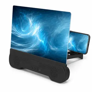 14'' Screen Magnifier with Bluetooth Speakers for Cell Phone 3D Magnifying Projector Screen Enlarger for Movies Videos Games Foldable Stand Holder with HD Screen Amplifier Supports All Smartphones