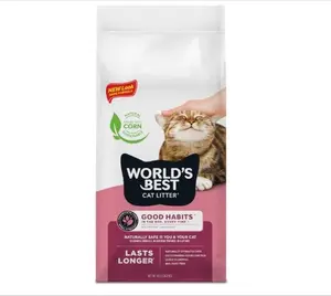 WORLD'S BEST CAT LITTER Good Habits Cat Attract Litter | Natural Plant-Based Attractant | Multicat Flushable Corn Litter | Unscented Odor Control | Low Tracking & Lightweight | Made in USA 8lb Bag