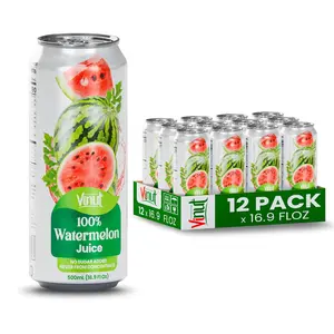 Vinut 100% Watermelon Juice No Added Sugar Not From Concentrate 16.9 fl oz Can 6/12/24 Pack Refreshing Fruit Drink Non-GMO Gluten-Free Natural Beverage
