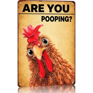 Funny Bathroom Signs Chicken Decor Are You Pooping Sign Metal Chicken Signs For Home Decor Chicken Toilet Wall Art Humorous Bathroom Signs Funny Restroom Sign 8 X 12 Inch