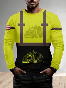 Men's Long Sleeve T-Shirt, Letter Stripe, Geometric Print, Fashion Casual Daily Wear, Athletic Workout Clothing, Suitable for Sports Outdoor Apparel